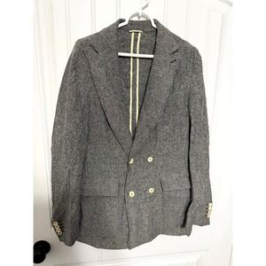 Billy Reid Sport Coat Mens 42R Grey Double Breasted Wool Peak Lapel Italy